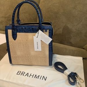 Brahmin purse. Small Caroline,, Sapphire Beachrose. Genuine leather trim.